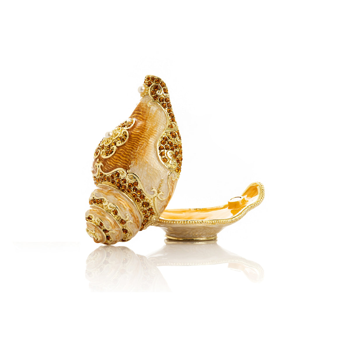 Keren Kopal Elegant Gold & Crystal Seashell Trinket Box