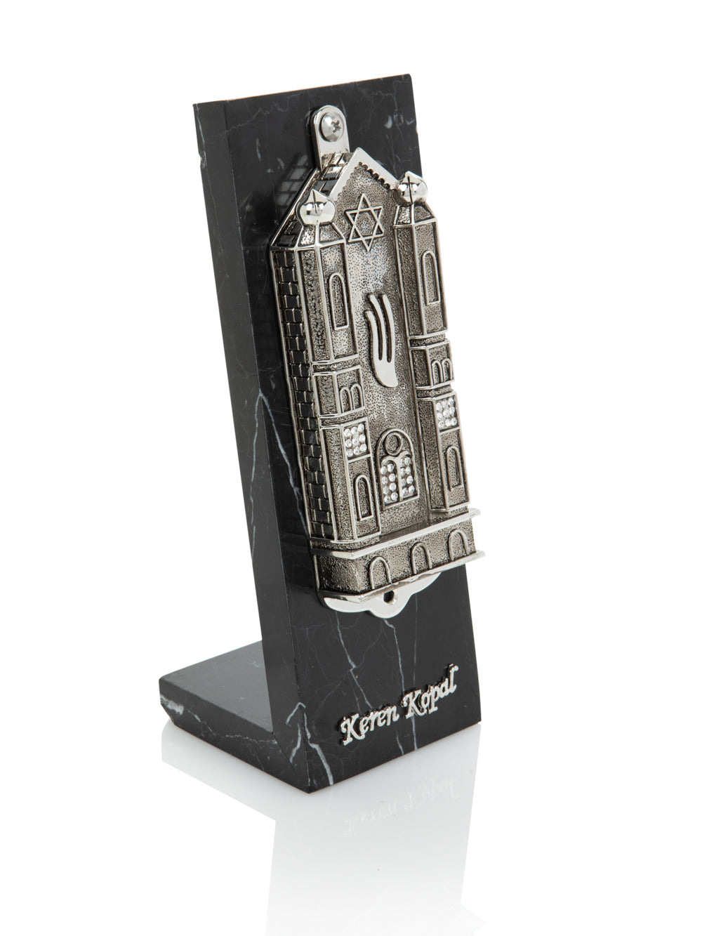 Silver Holy Ark style Mezuzah
