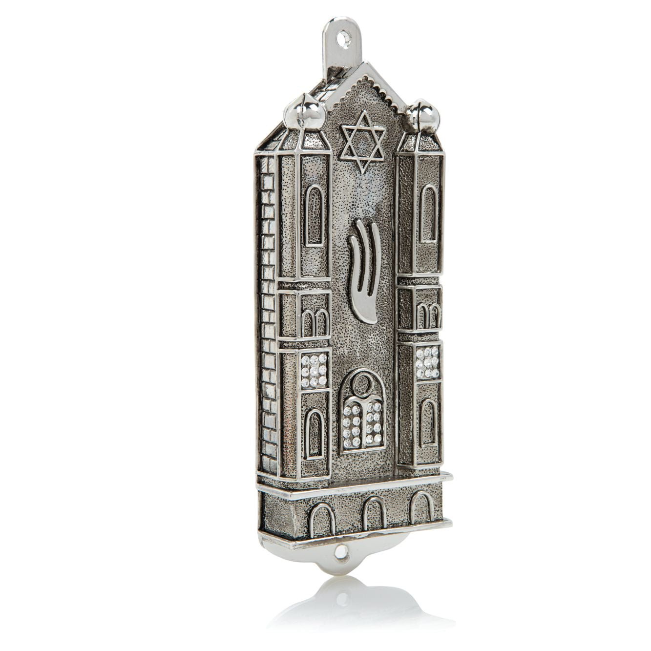 Silver Holy Ark style Mezuzah