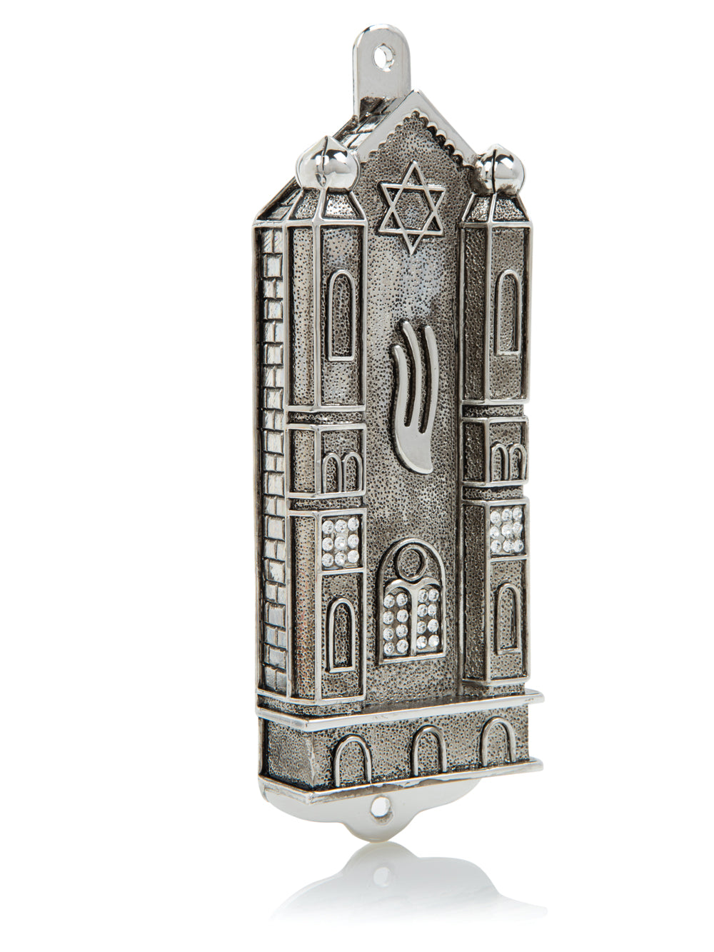 Silver Holy Ark style Mezuzah