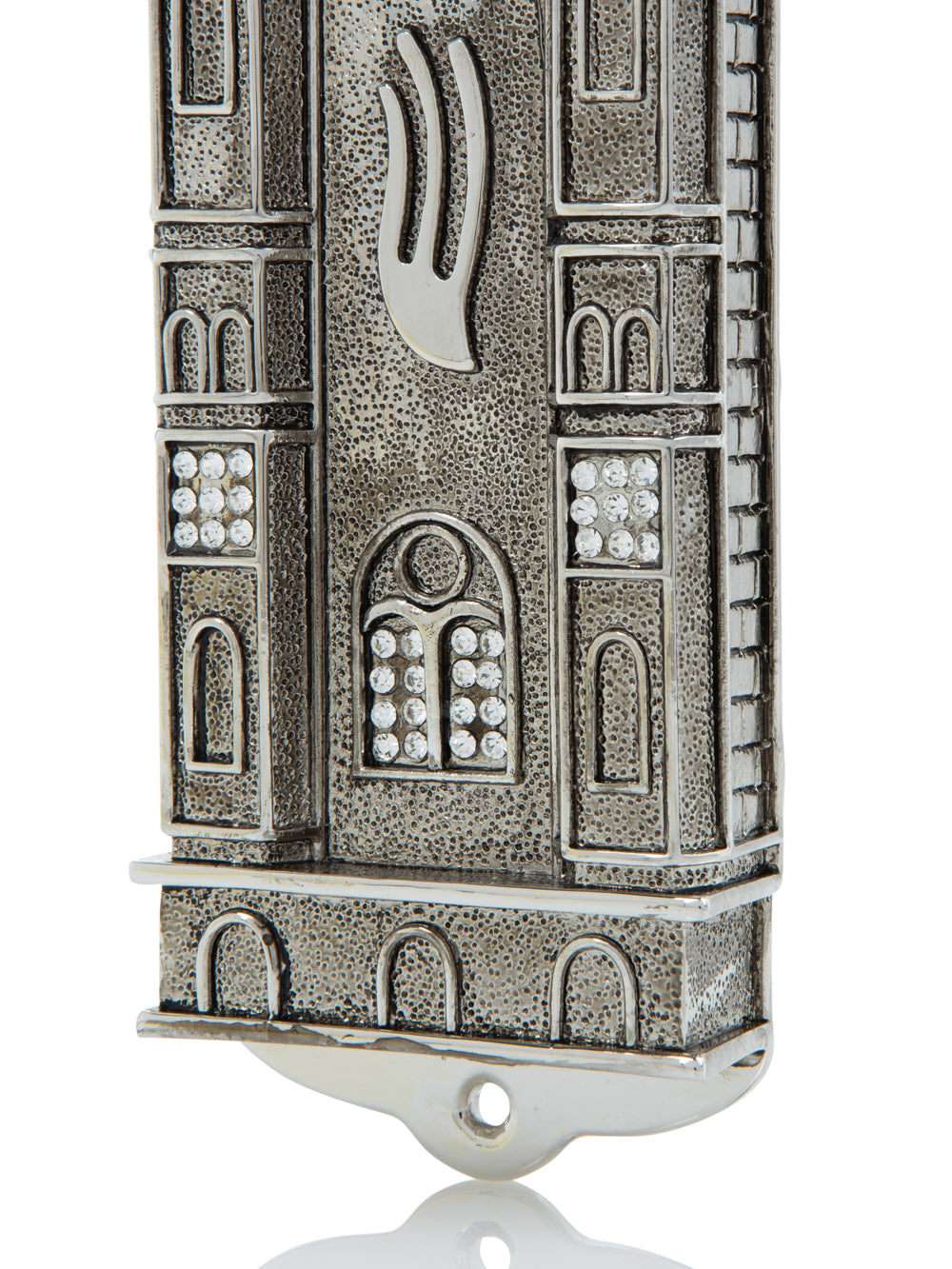 Silver Holy Ark style Mezuzah