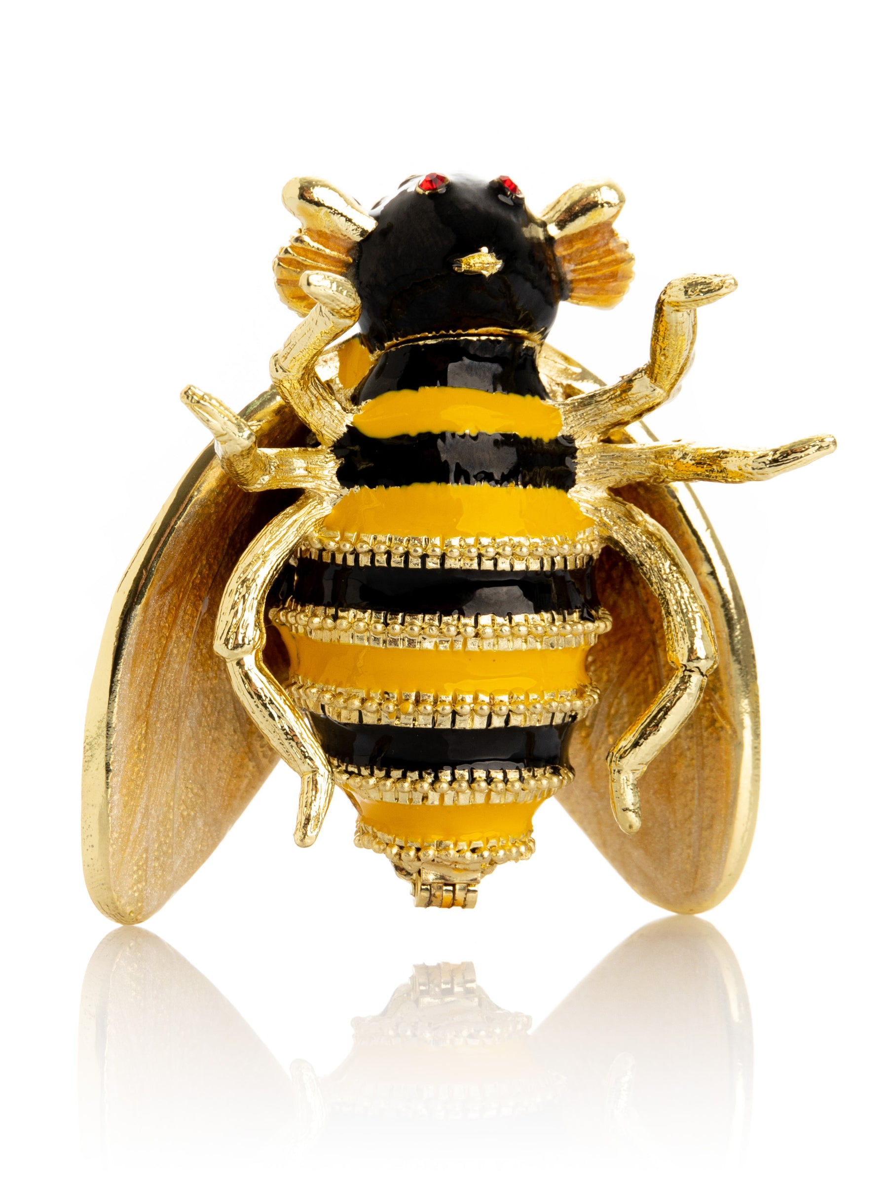 Gold & Black Enamel Honey Bee Queen Trinket Box