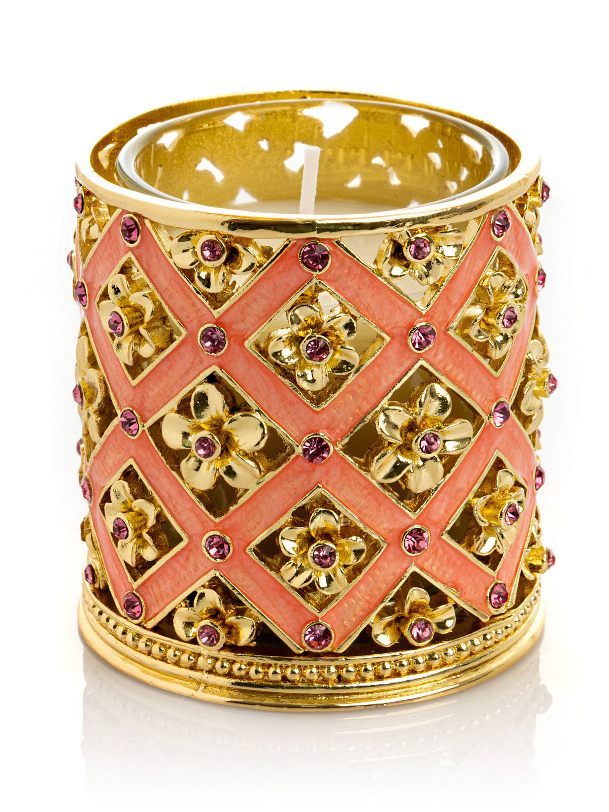 Keren Kopal Pink Decorated Candle Holder