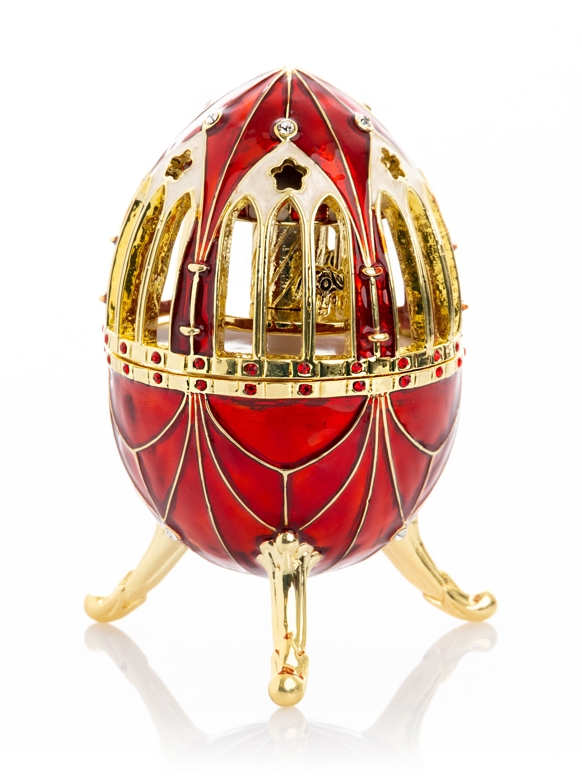 Red Faberge Egg with Horse Carousel Surprise Inside