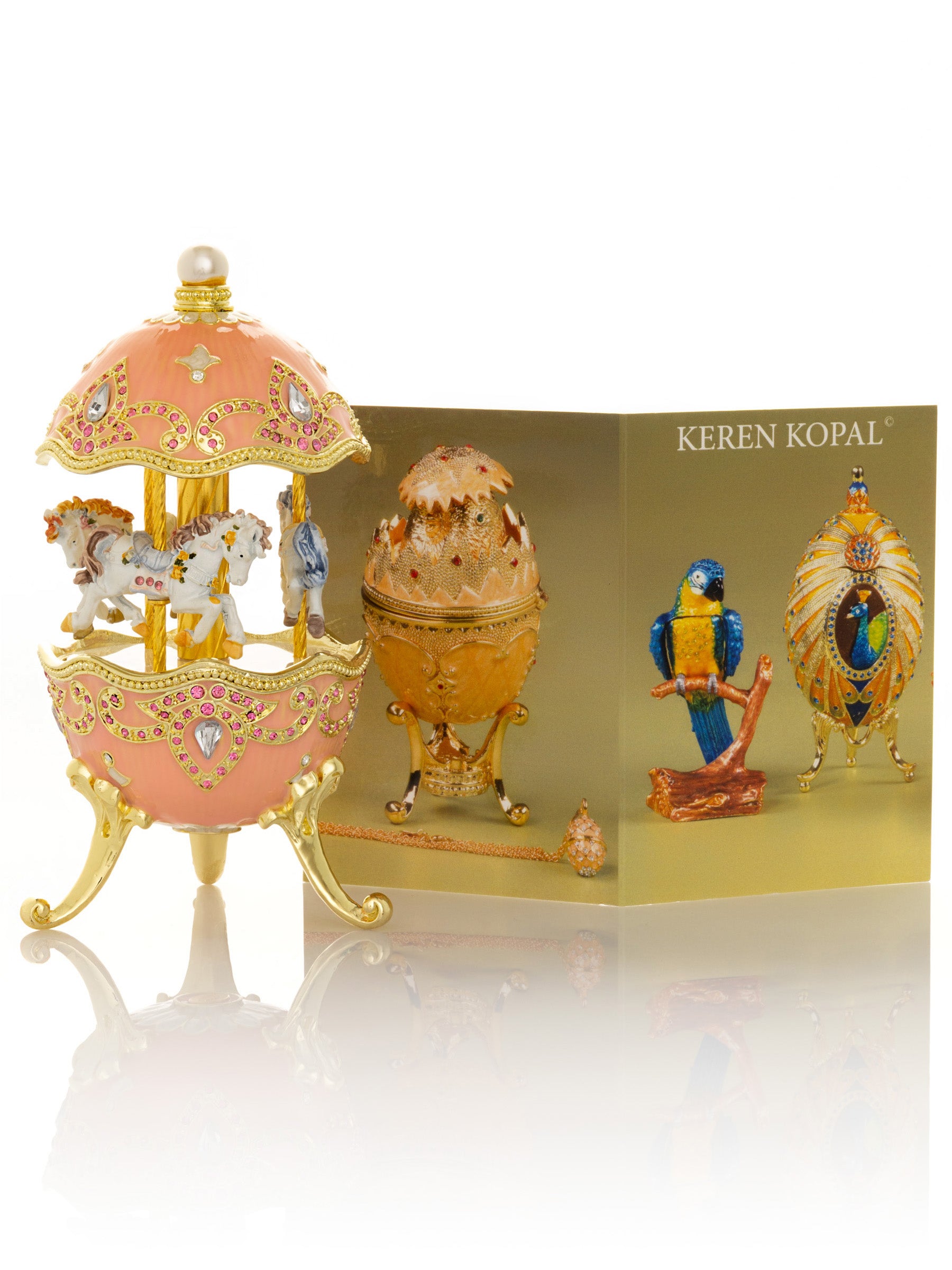 Keren Kopal Pink Faberge Egg with Horse Carousel