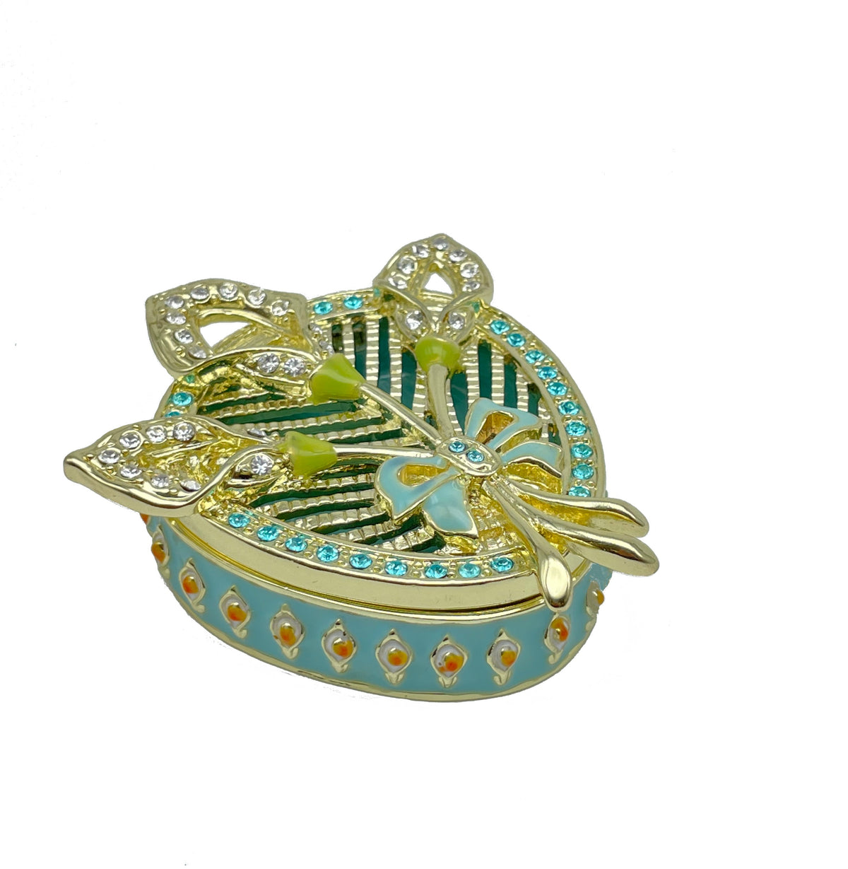 Green turquoise Beautiful Decorated Trinket Box
