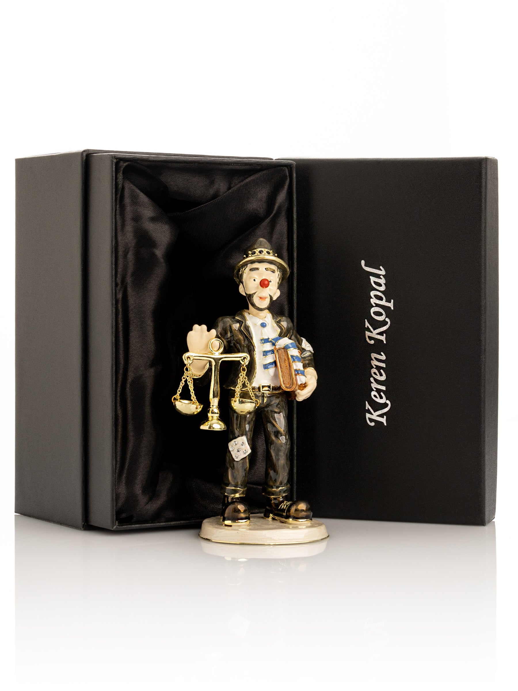 Clown Lawyer Trinket Box with Book & Scales of Justice