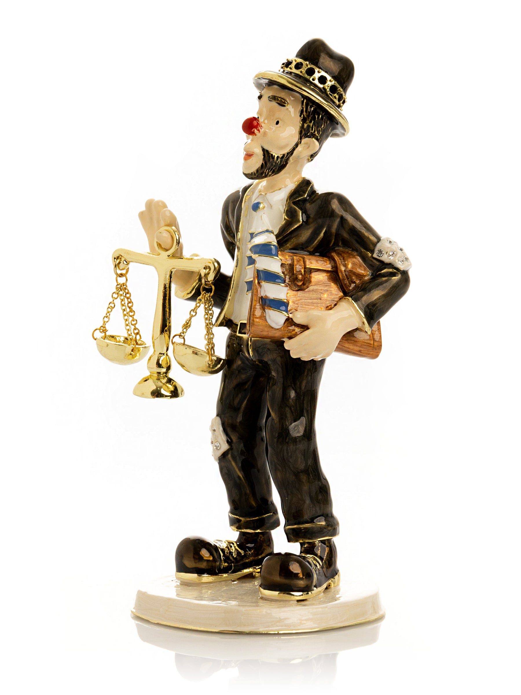 Clown Lawyer Trinket Box with Book & Scales of Justice