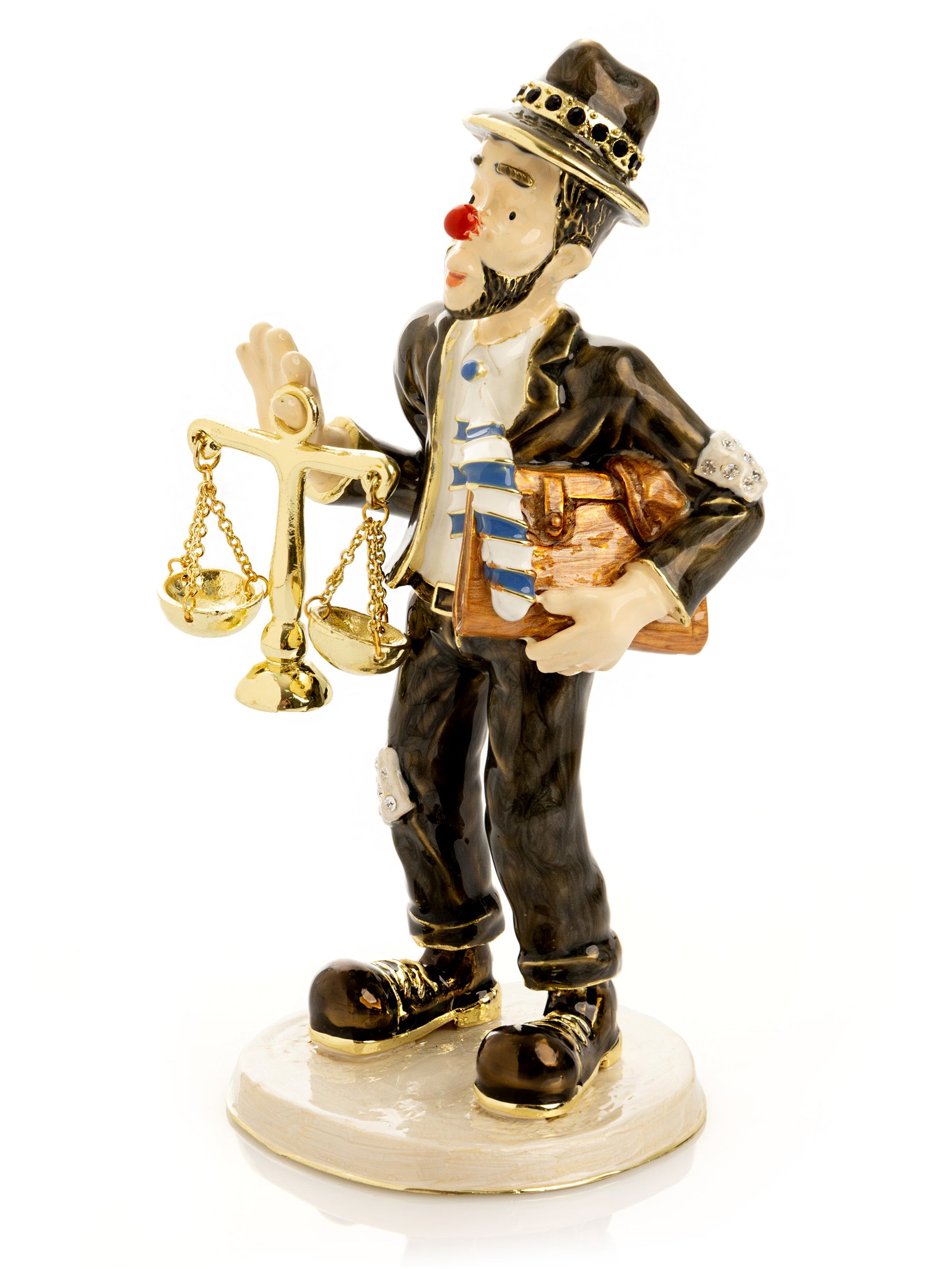 Clown Lawyer Trinket Box with Book & Scales of Justice