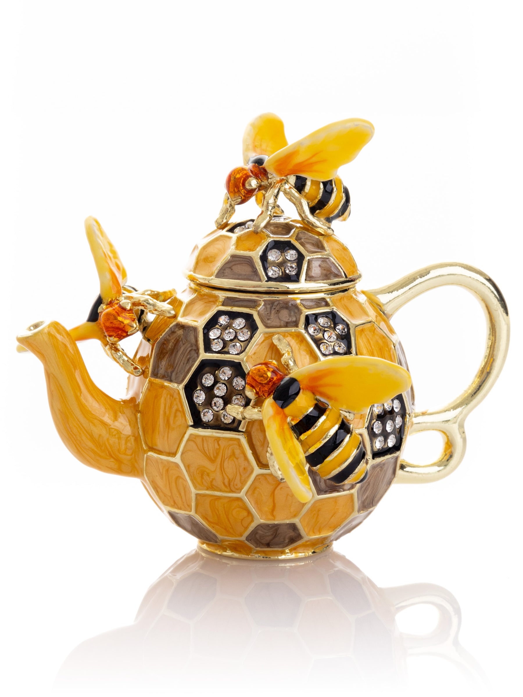 Bee & Honeycomb Teapot Trinket Box by Keren Kopal