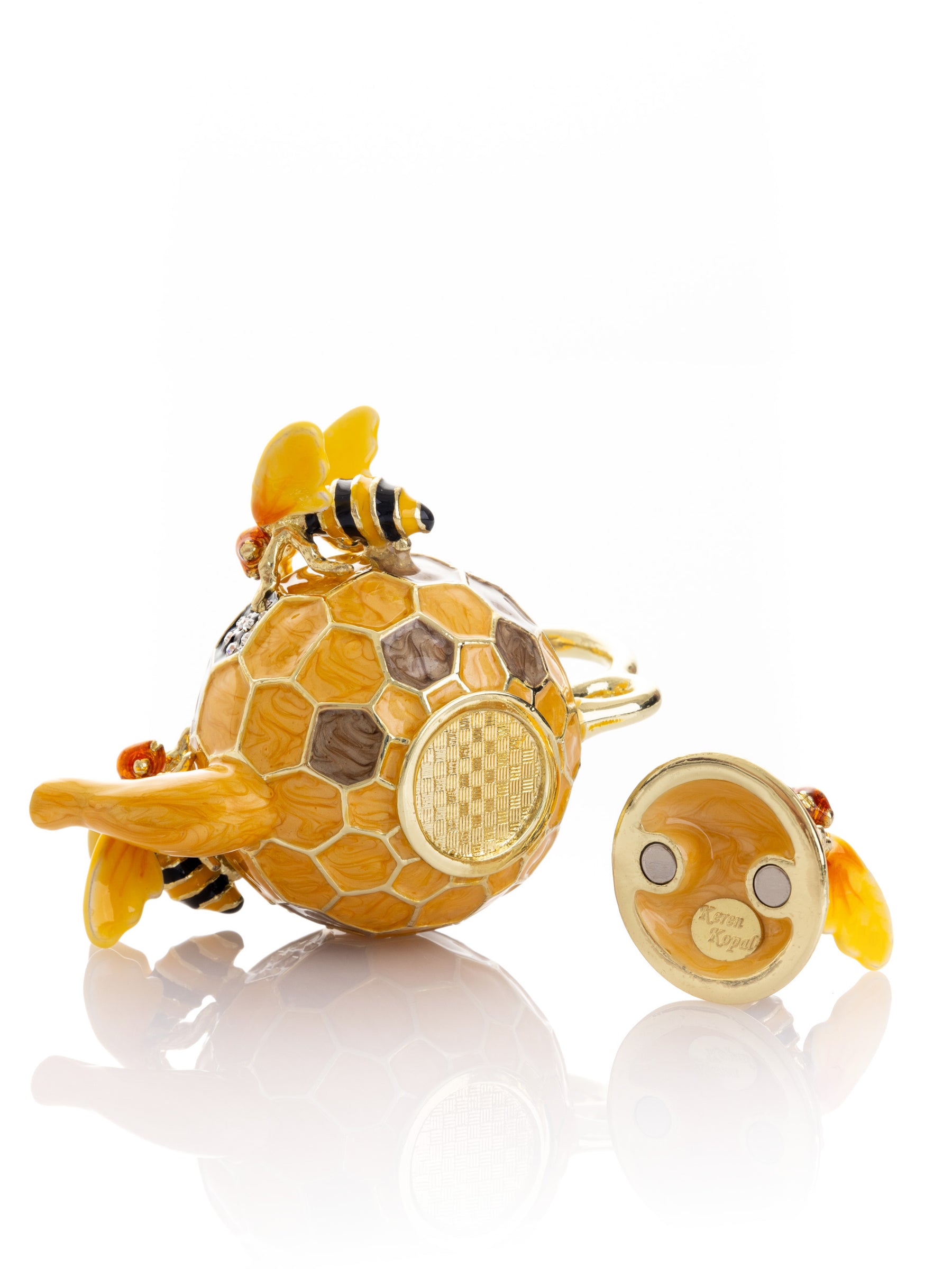 Bee & Honeycomb Teapot Trinket Box by Keren Kopal