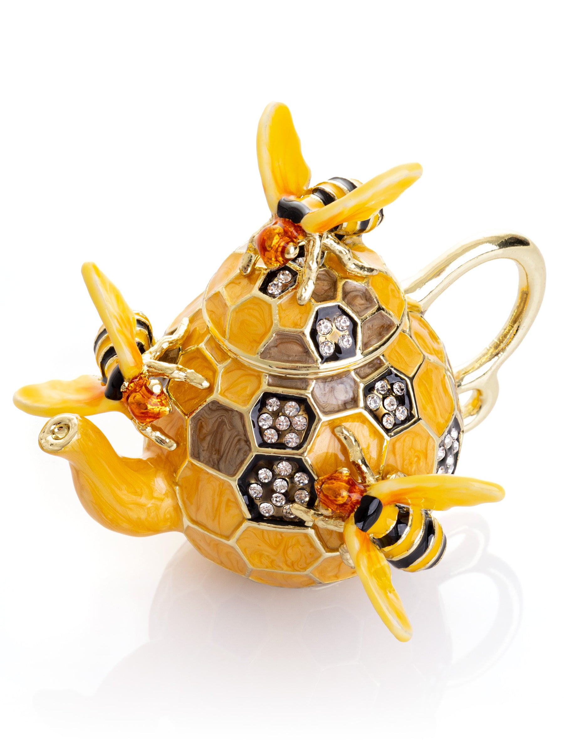 Bee & Honeycomb Teapot Trinket Box by Keren Kopal