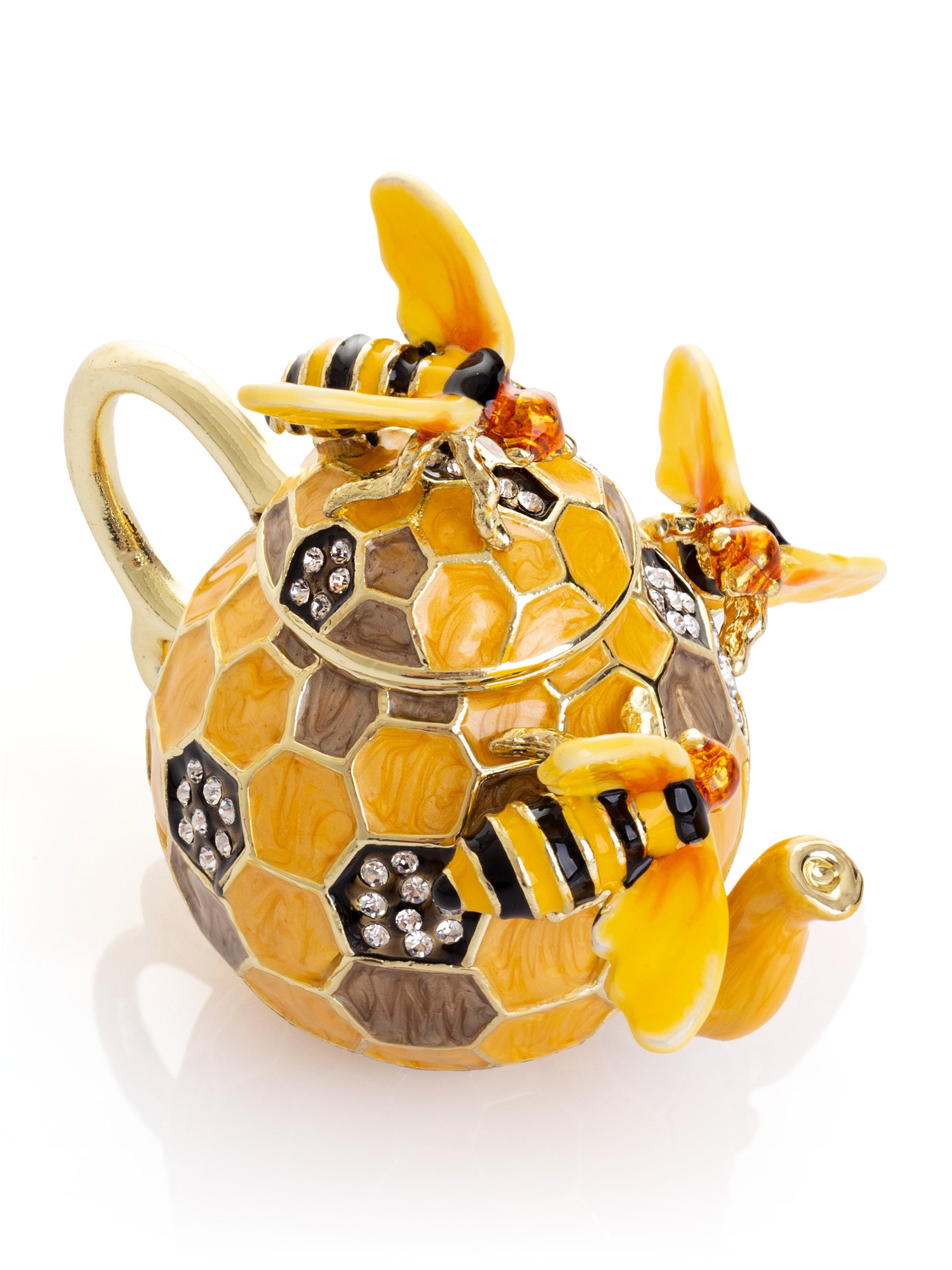 Bee & Honeycomb Teapot Trinket Box by Keren Kopal