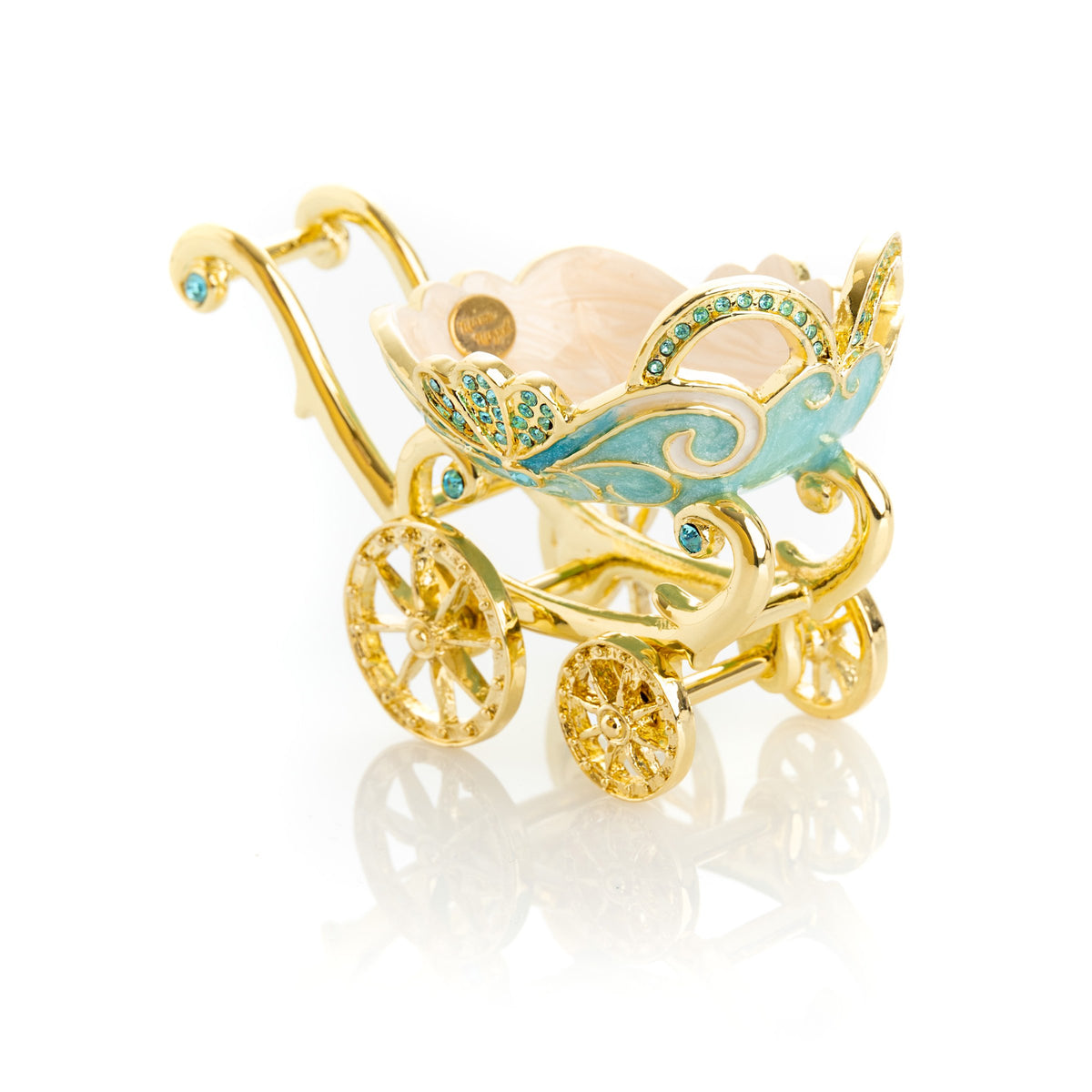 Keren Kopal Turquoise vintage Baby Carriage Trinket Box stroller