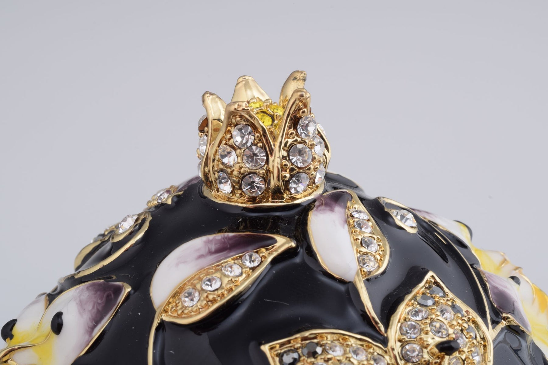 Keren Kopal Black Faberge Egg Decorated with Bees and Flowers