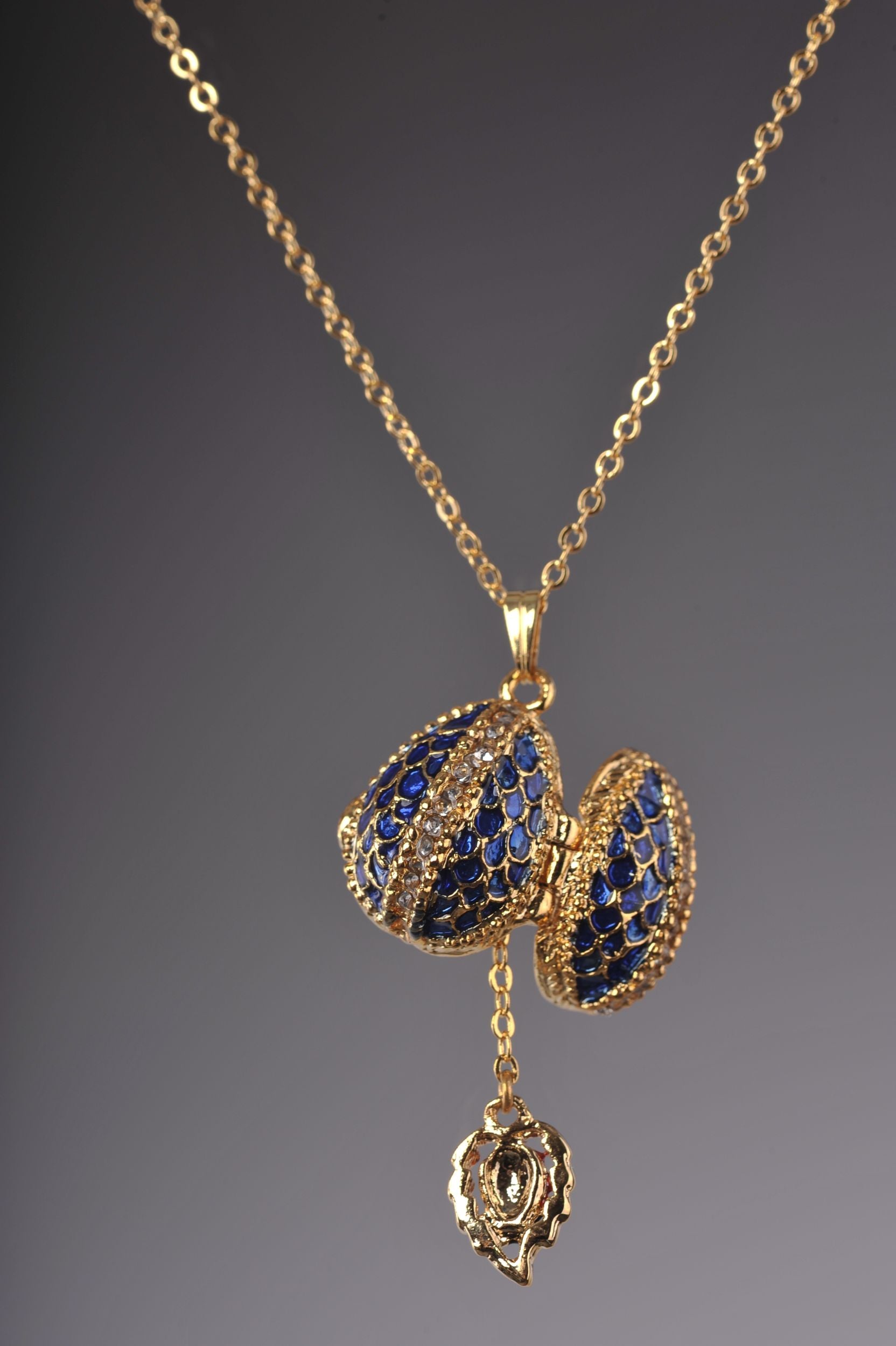 Keren Kopal Blue Egg Pendant with a Beetle