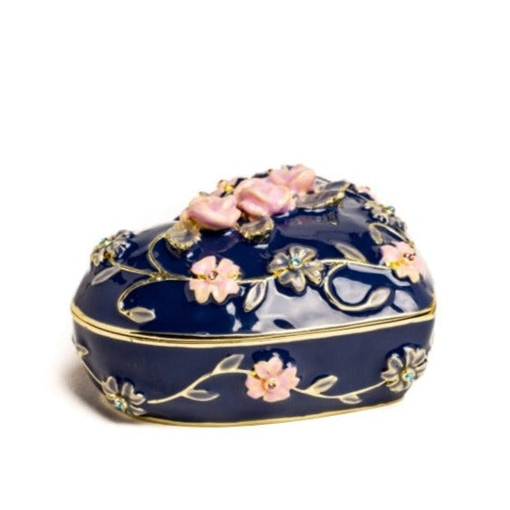 Keren Kopal Blue Decorative Trinket Box with Flowers