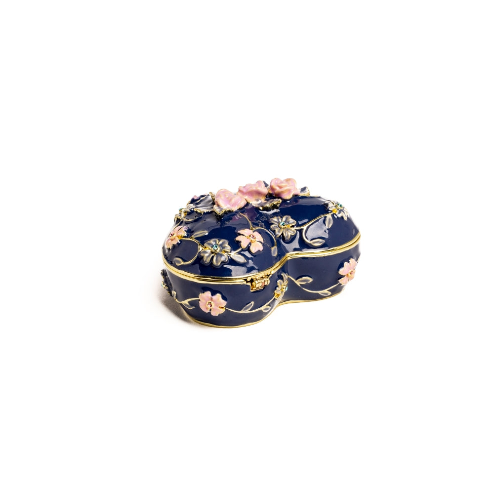 Keren Kopal Blue Decorative Trinket Box with Flowers