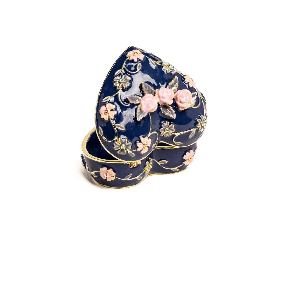 Keren Kopal Blue Decorative Trinket Box with Flowers