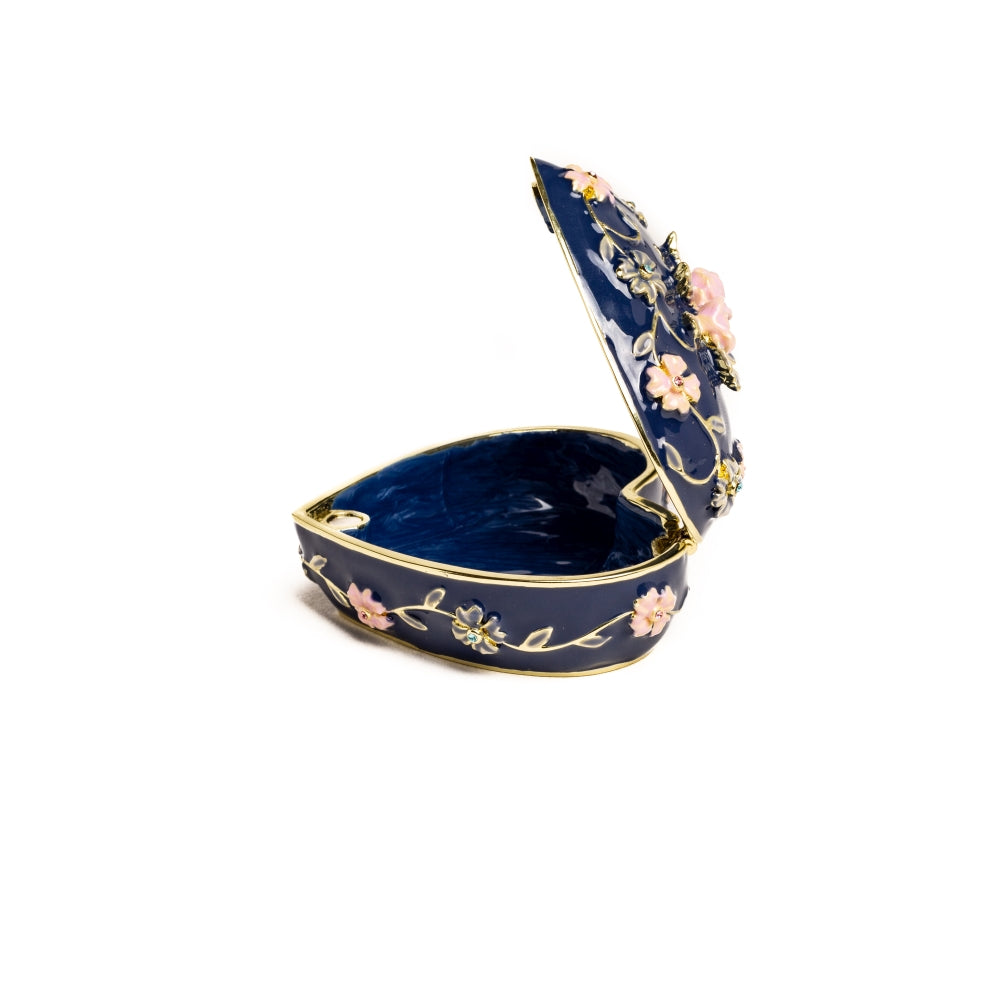 Keren Kopal Blue Decorative Trinket Box with Flowers