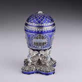 Keren Kopal Blue Russian Egg with Man Riding Horse Surprise Inside