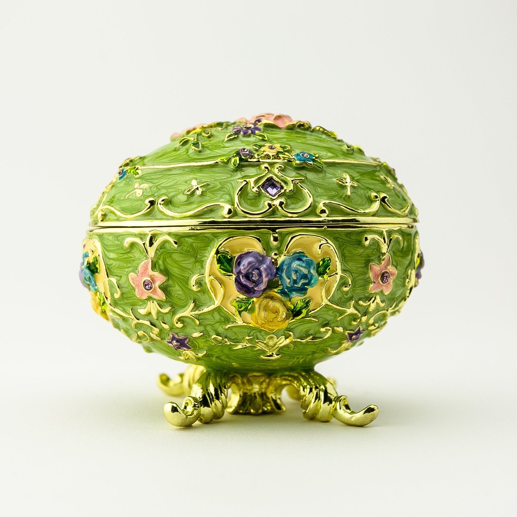 Keren Kopal Green Faberge Egg with Flowers