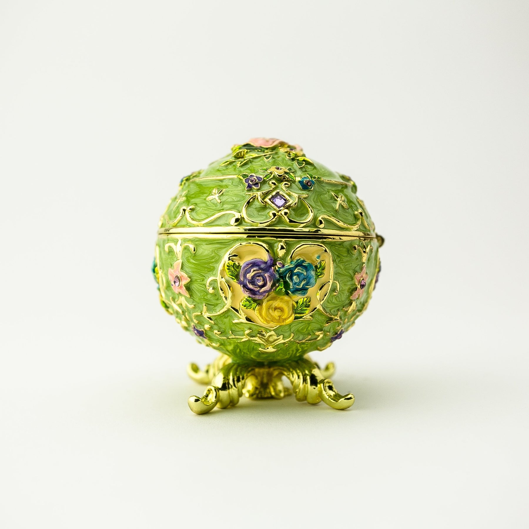 Keren Kopal Green Faberge Egg with Flowers