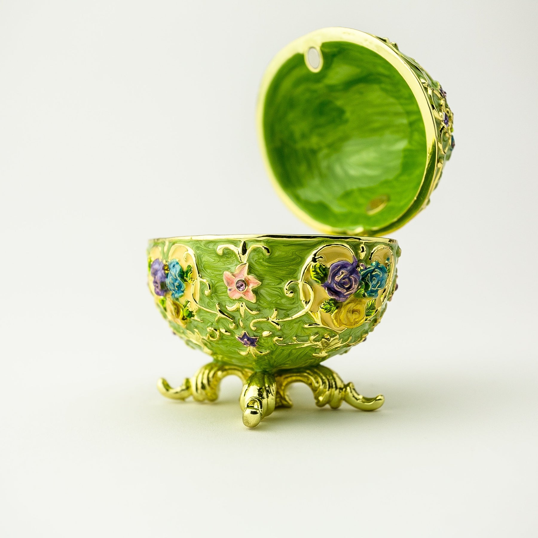 Keren Kopal Green Faberge Egg with Flowers