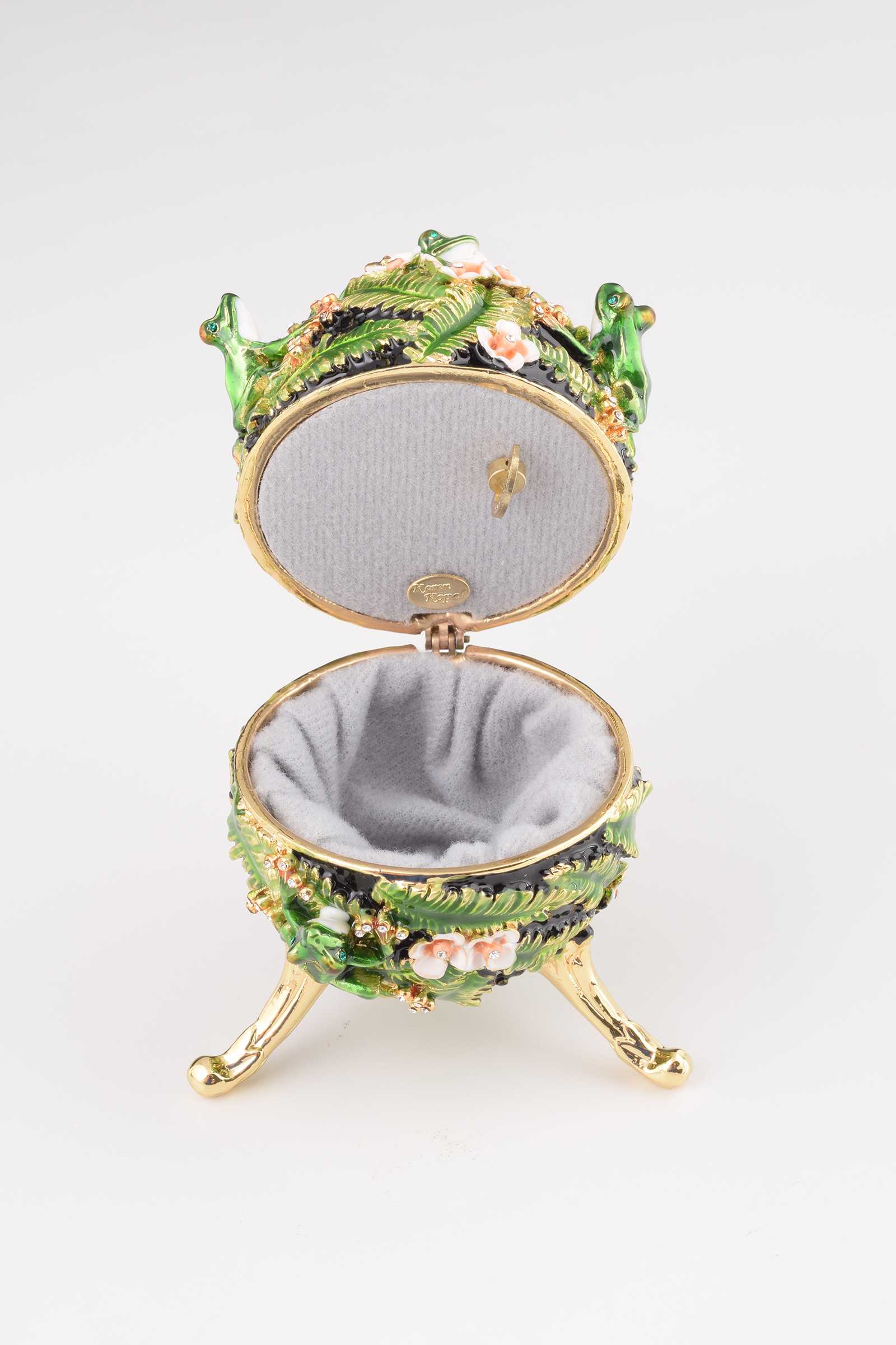 Keren Kopal Green Faberge Egg with Frogs
