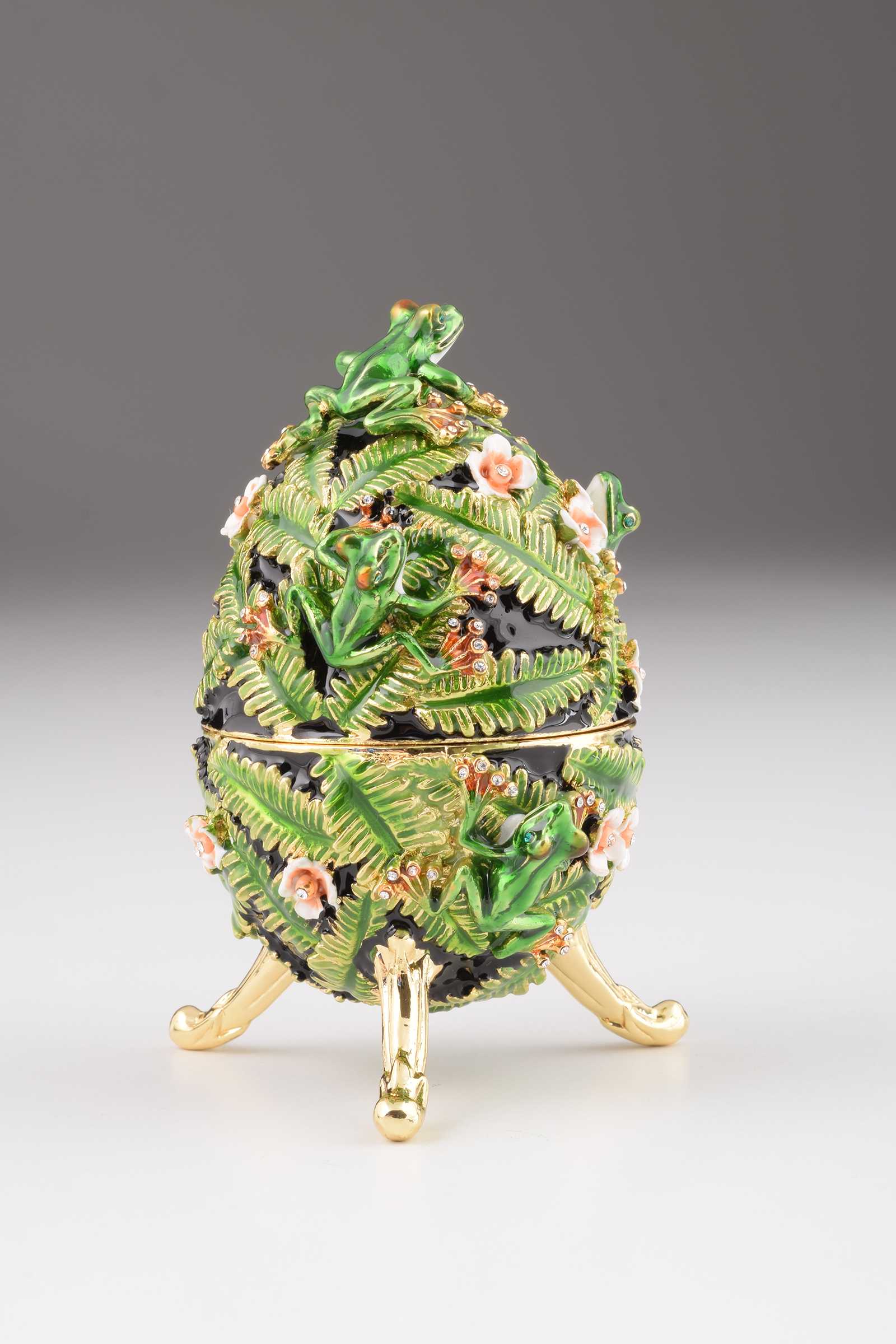 Keren Kopal Green Faberge Egg with Frogs