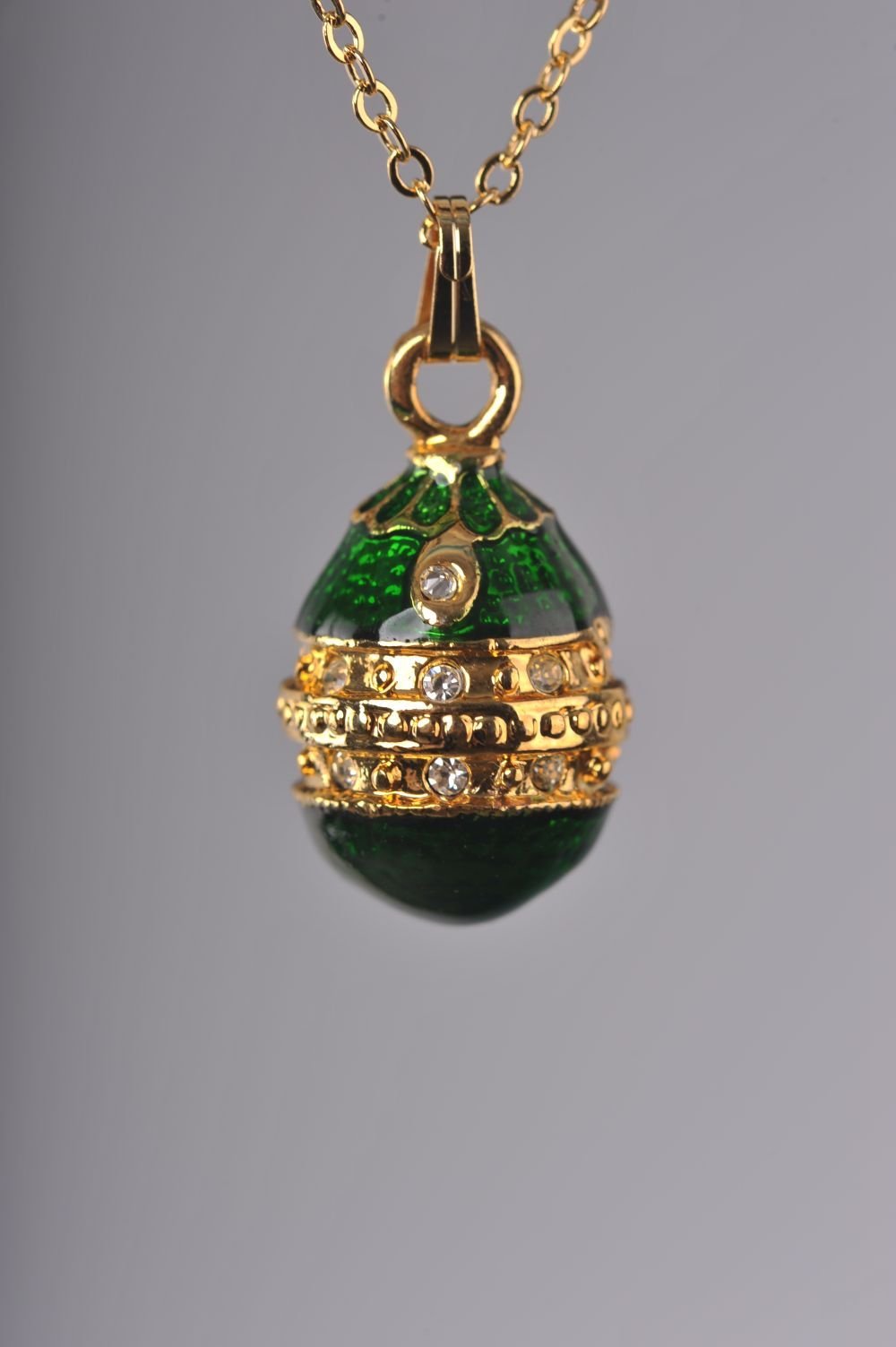 Keren Kopal Green & Gold Egg Pendant Locket Necklace
