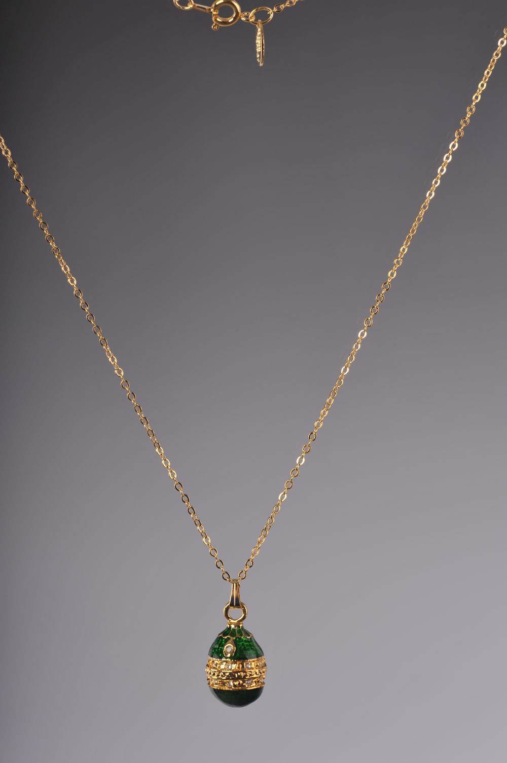 Keren Kopal Green & Gold Egg Pendant Locket Necklace