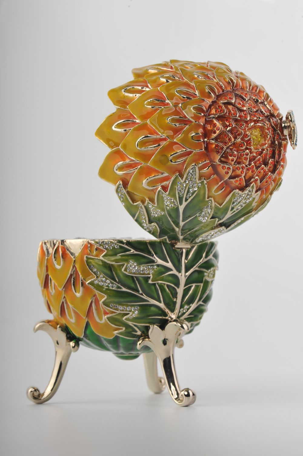 Keren Kopal Green & Yellow Faberge Egg with Blue Butterflies