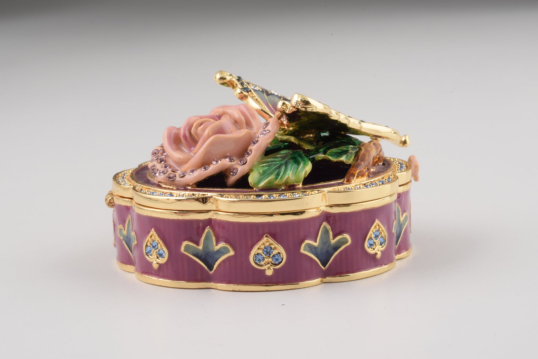 Keren Kopal Butterfly on a Flower Trinket Box