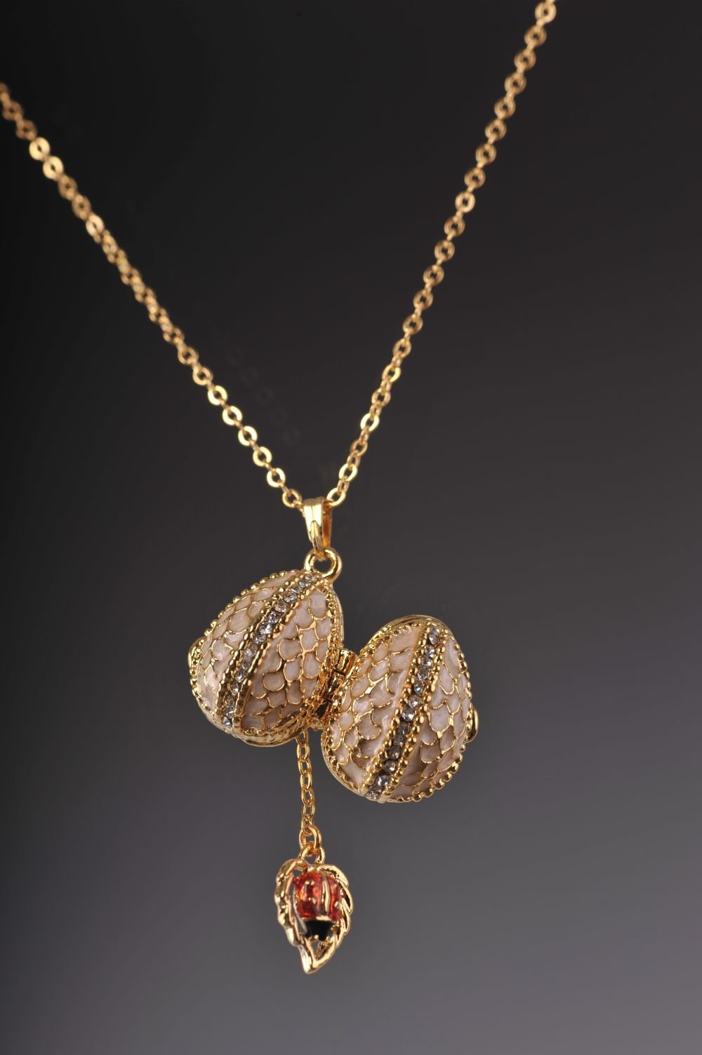 Keren Kopal Moccasin Egg Pendant with a Beetle