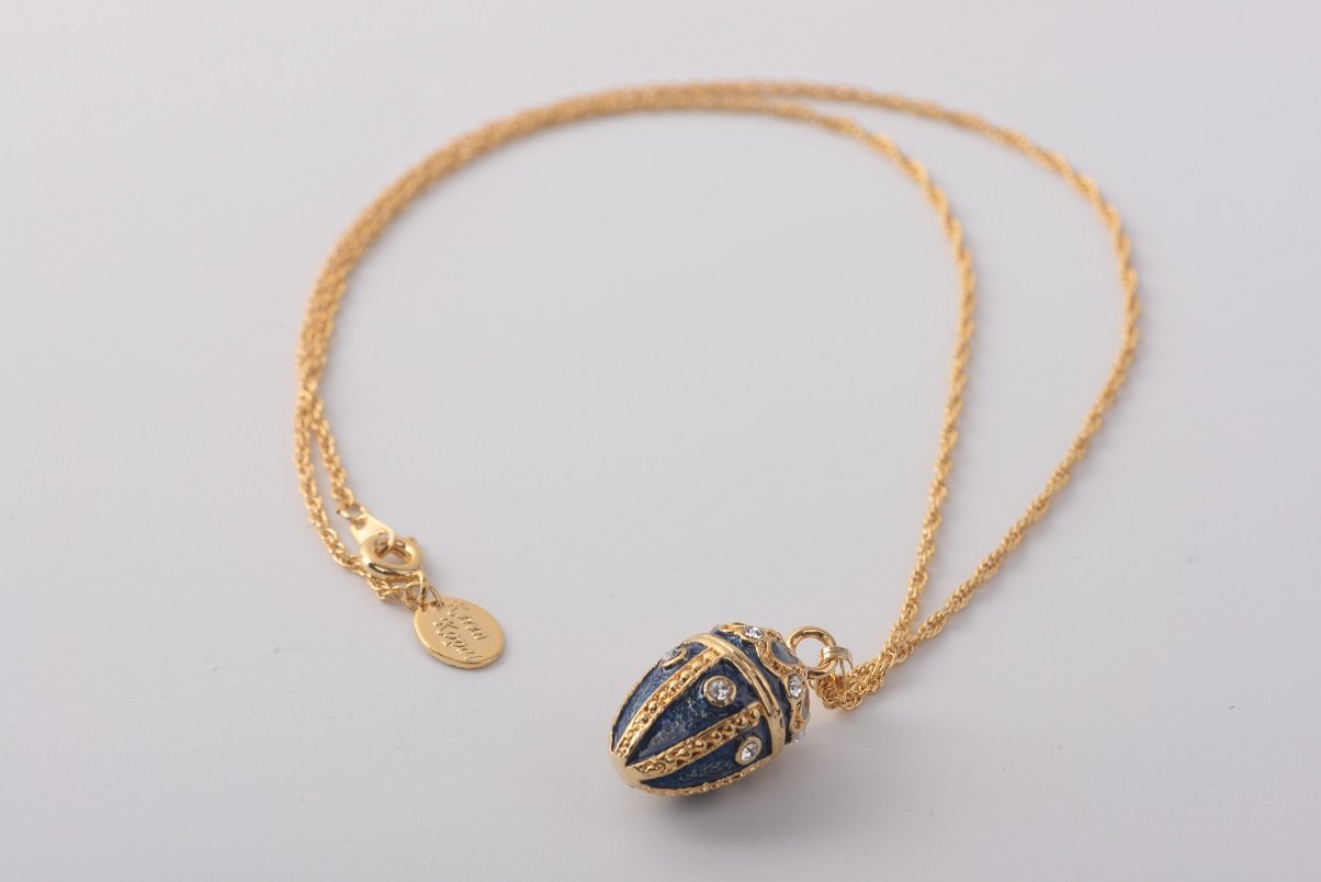 Keren Kopal Blue & Gold Egg Pendant Necklace