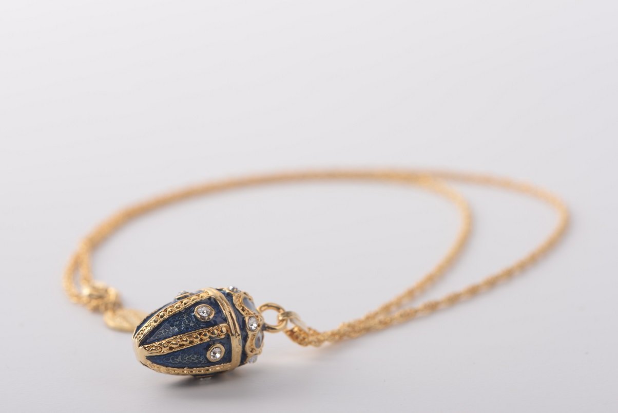 Keren Kopal Blue & Gold Egg Pendant Necklace