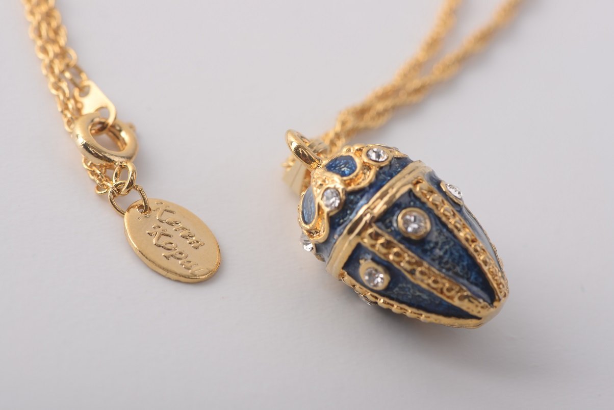 Keren Kopal Blue & Gold Egg Pendant Necklace