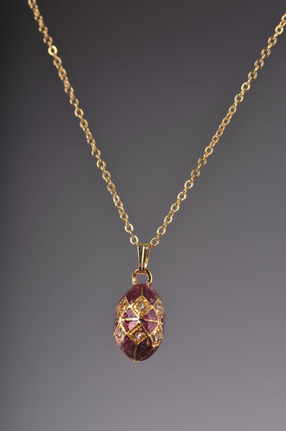 Keren Kopal Magenta & Gold Egg Pendant Necklace