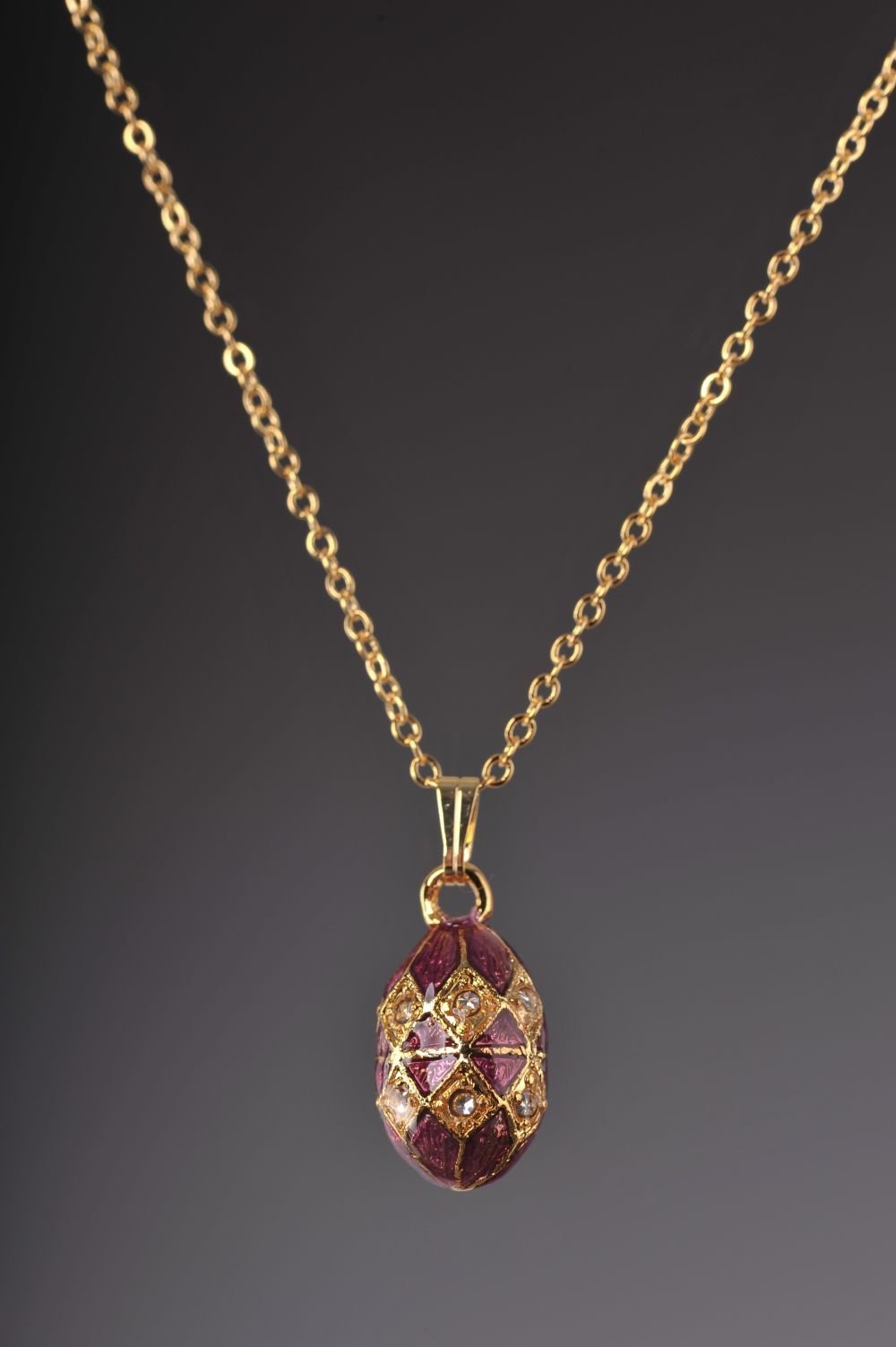 Keren Kopal Magenta & Gold Egg Pendant Necklace