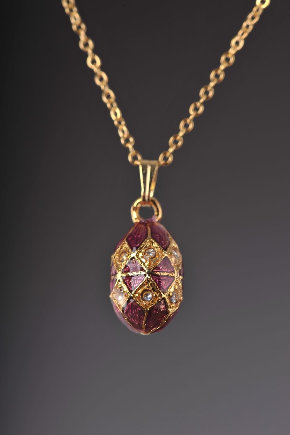 Keren Kopal Magenta & Gold Egg Pendant Necklace