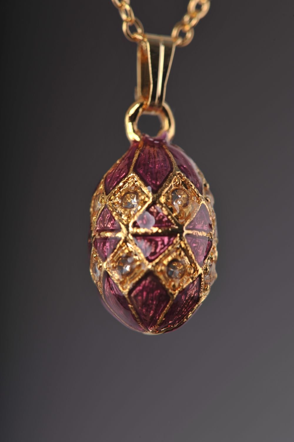 Keren Kopal Magenta & Gold Egg Pendant Necklace