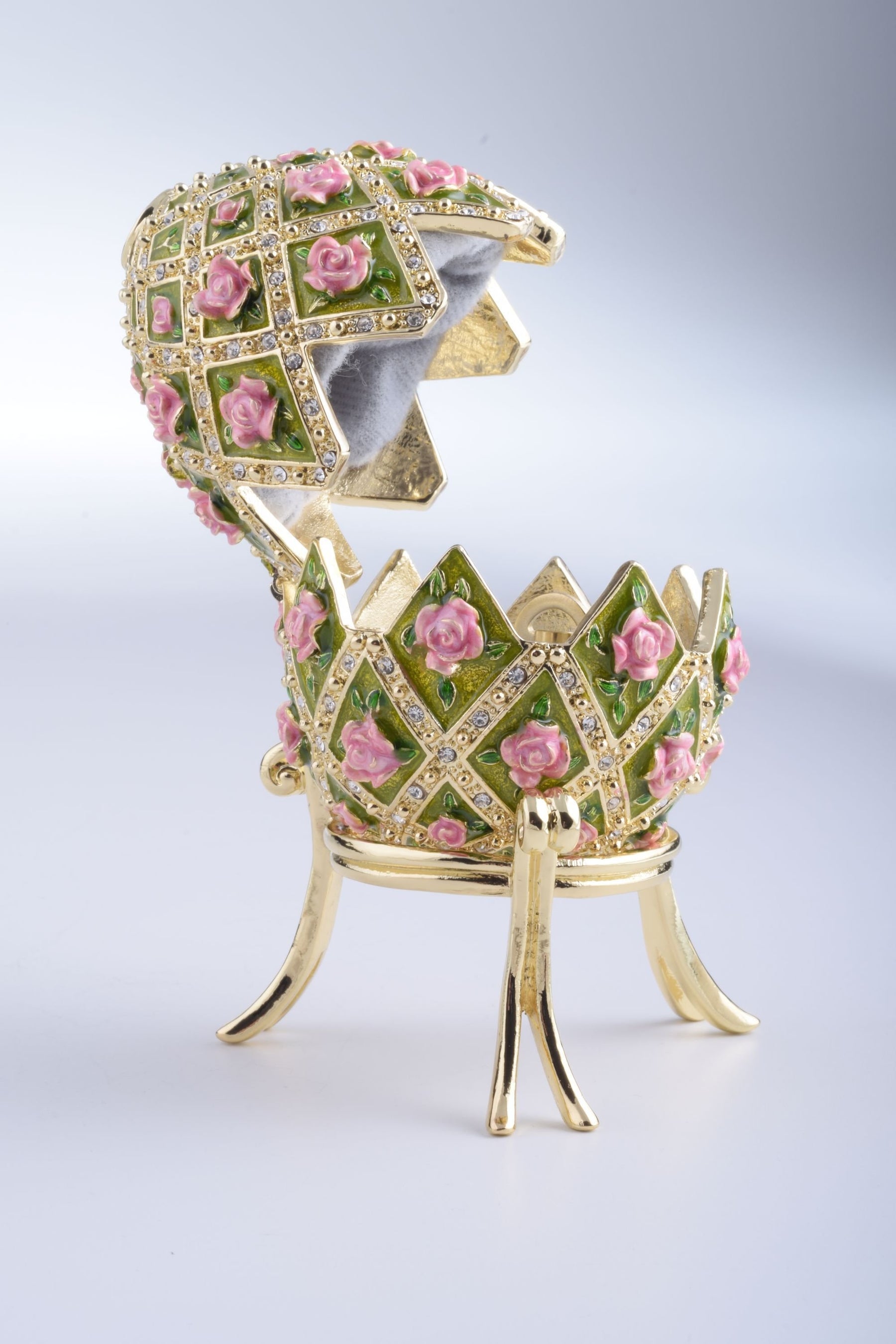 Keren Kopal Pink Roses Faberge Style Egg