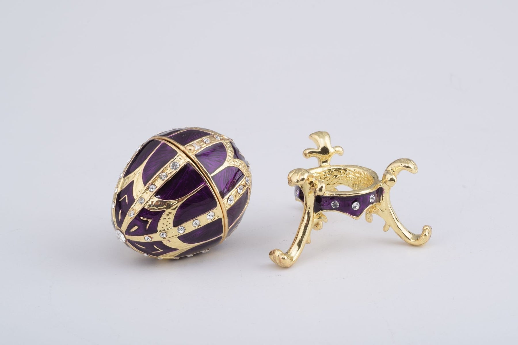 Keren Kopal Purple Faberge Style Egg with an Egg Pendant Inside