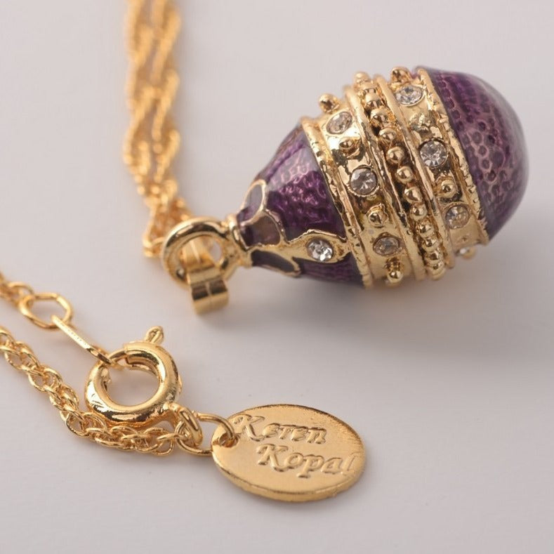 Keren Kopal Purple & Gold Egg Pendant Necklace