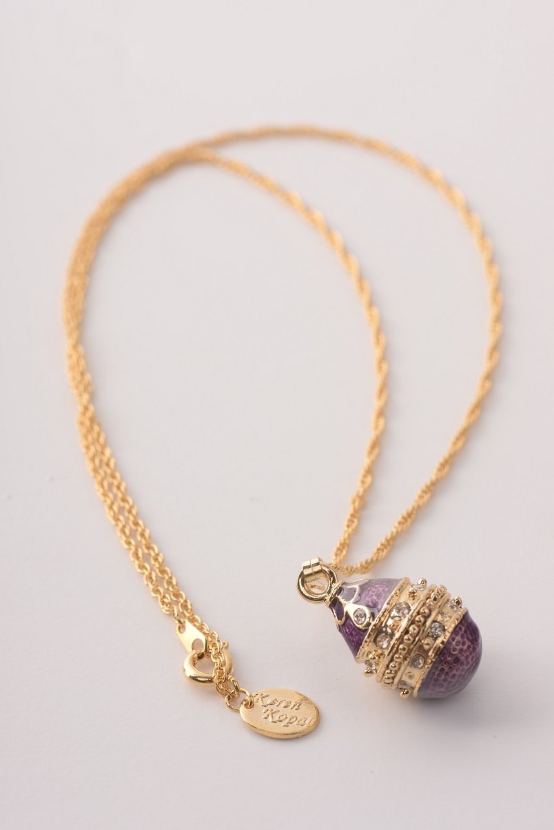 Keren Kopal Purple & Gold Egg Pendant Necklace