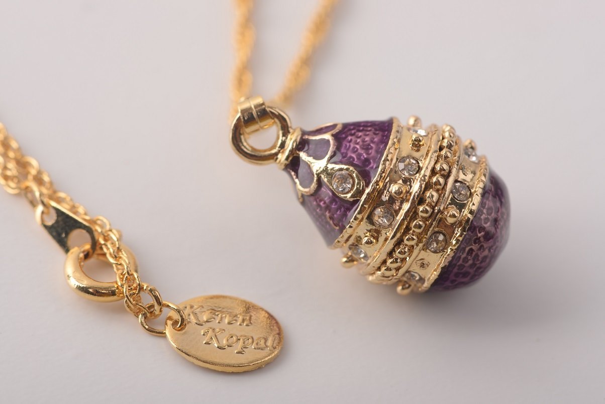 Keren Kopal Purple & Gold Egg Pendant Necklace