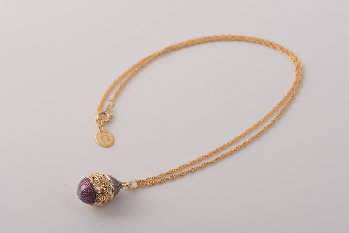 Keren Kopal Purple & Gold Egg Pendant Necklace