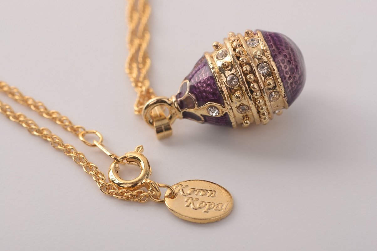 Keren Kopal Purple & Gold Egg Pendant Necklace