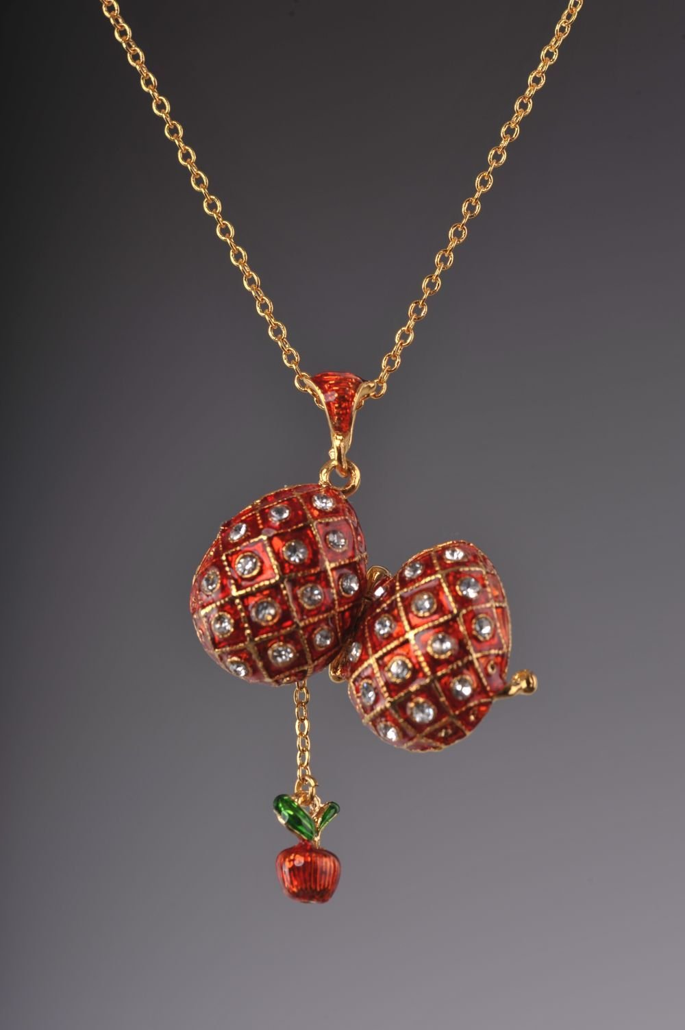 Keren Kopal Red Egg Pendant with a Surprise Apple Inside